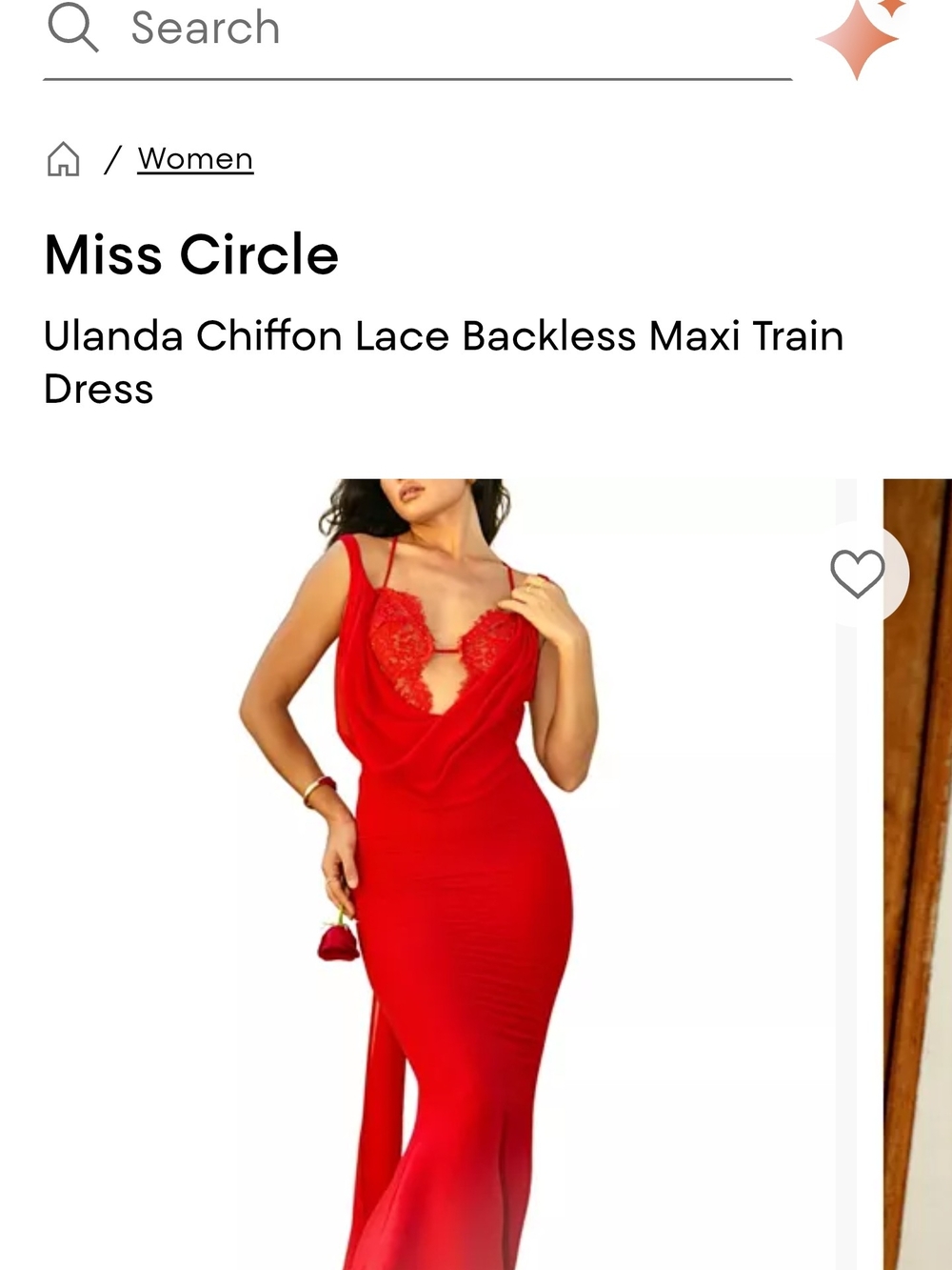 Red Chiffon Lace Backless Maxi Dress